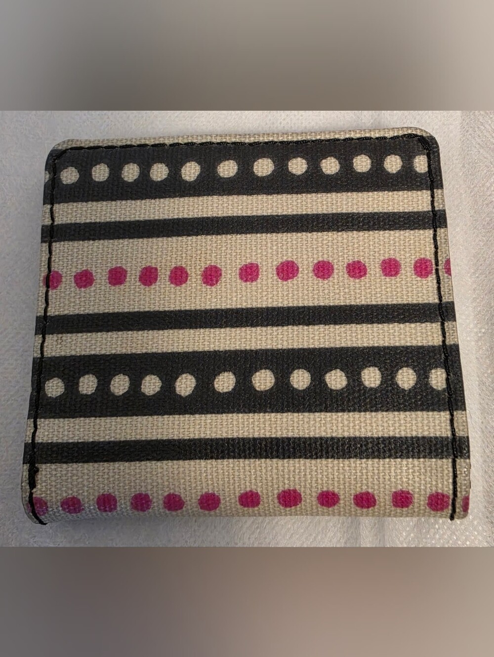 Fossil Eliza Striped Polka Dot Compact Bifold Wallet - Very Good Condition - Picture 2 of 3